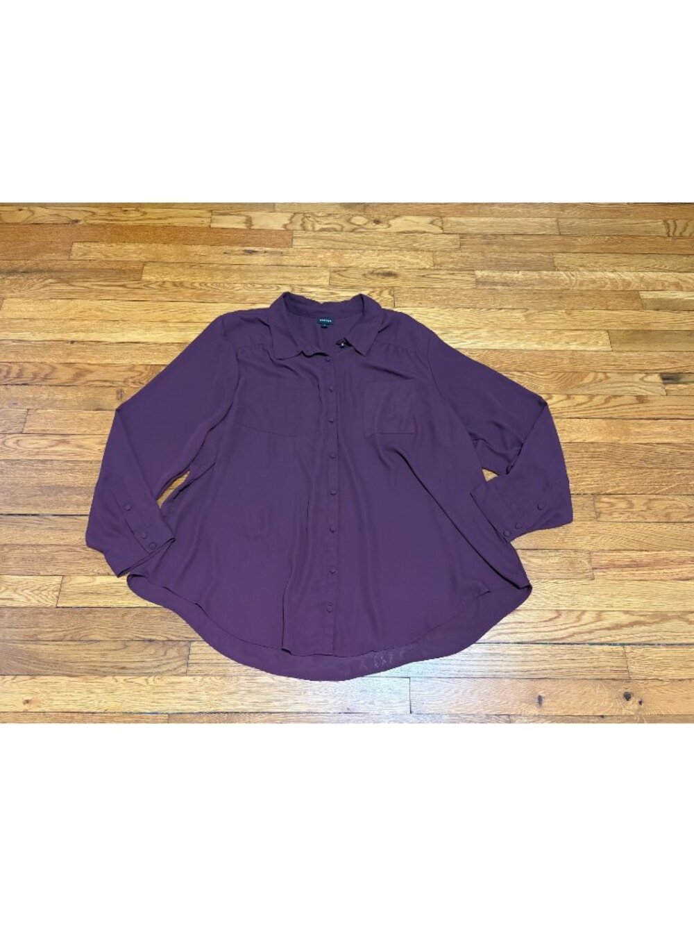 Torrid Womens Button Up Blouse Plus 4 4X Purple Collared Long Sleeve Top Shirt